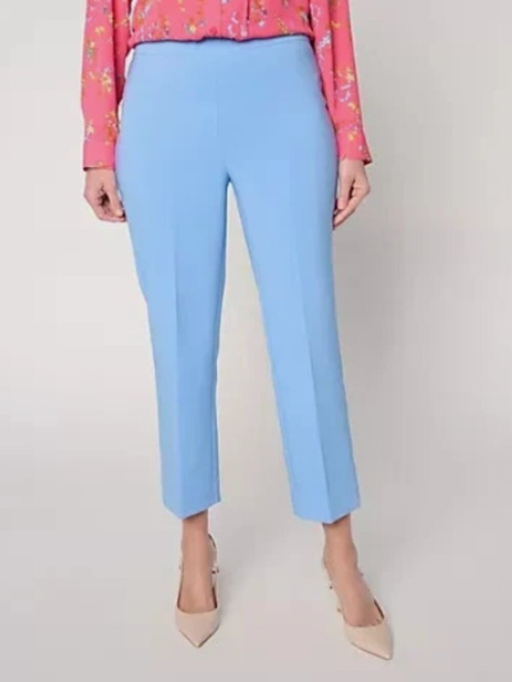 Joan Rivers Bi-Stretch Twill Strght Leg Crop Pants-Perwnkle-Petite Small-A724248